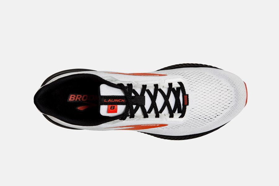 Brooks Launch 8 Road Running Shoes Mens - White/Black/Red - DRVJM-9037